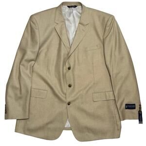 Stafford Classic Fit Linen Blend Sport Coat Size 50 Long Beige Jacket Blazer NEW